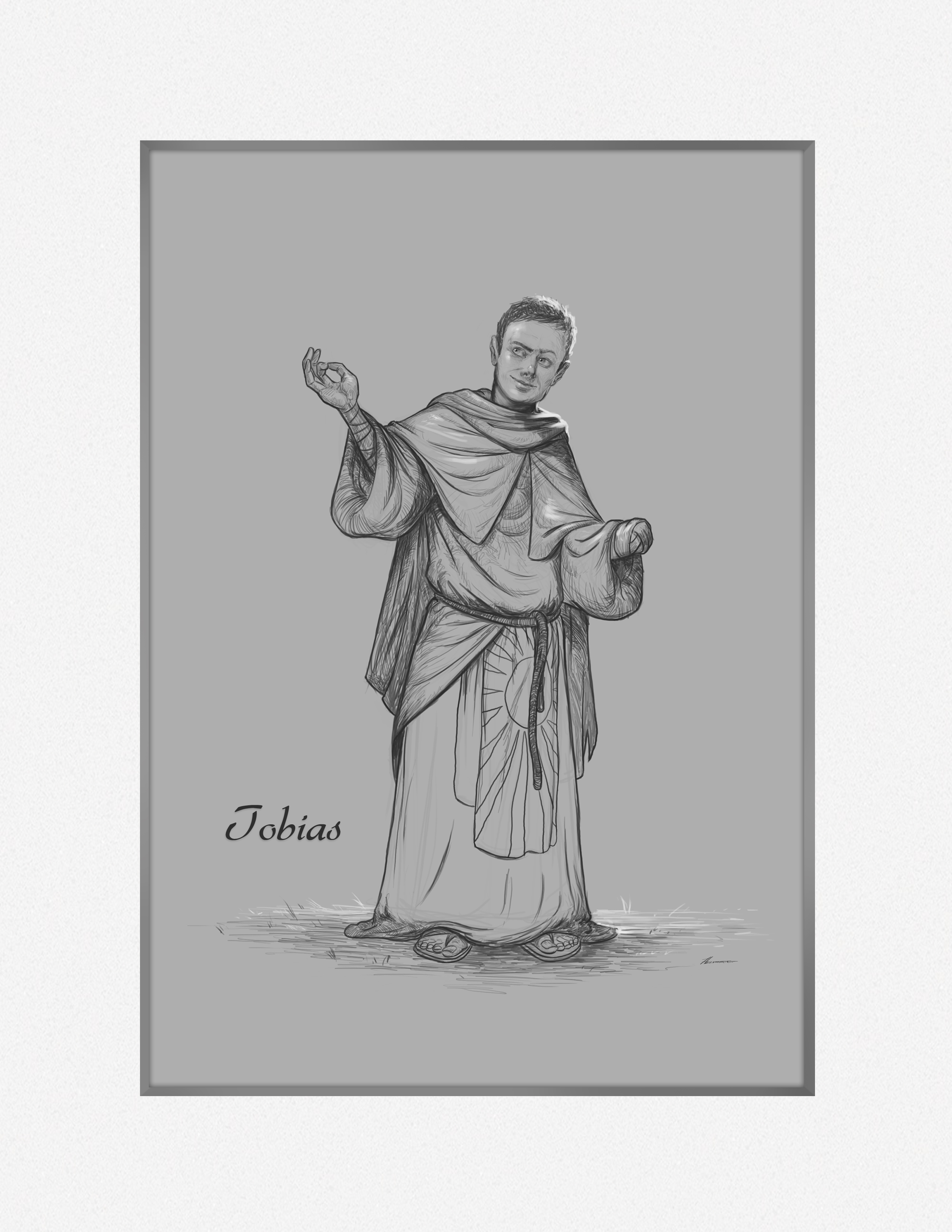 Sketch of Tobias in priestly robes